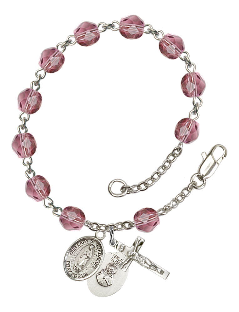Our Lady of Guadalupe Rosary Bracelet With 6MM Fire Polished Beads (RB6000AMS9206)