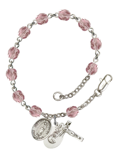 Our Lady of Guadalupe Rosary Bracelet With 6MM Fire Polished Beads (RB6000AMS9206)