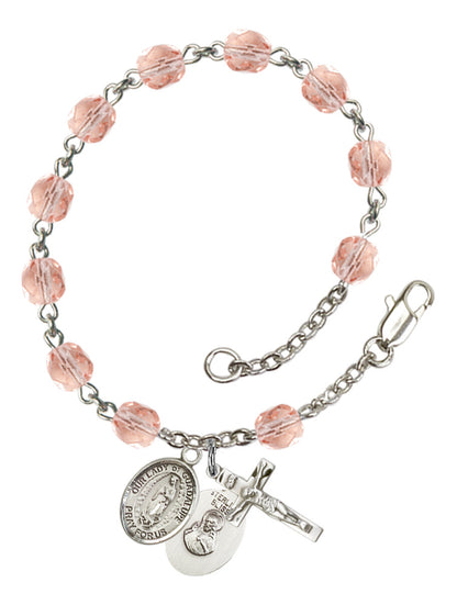 Our Lady of Guadalupe Rosary Bracelet With 6MM Fire Polished Beads (RB6000AMS9206)