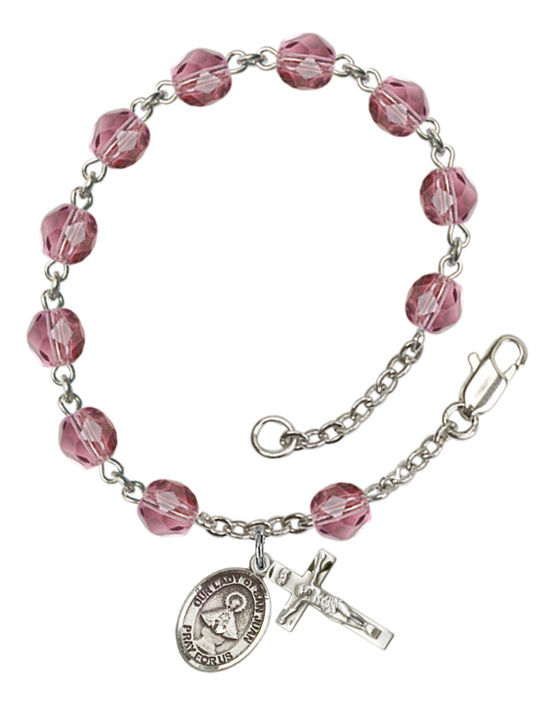 Our Lady of San Juan Rosary Bracelet With 6MM Fire Polished Beads (RB6000AMS9263)