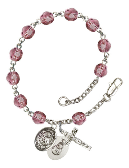Our Lady of Mount Carmel Rosary Bracelet With 6MM Fire Polished Beads (RB6000AMS9243)