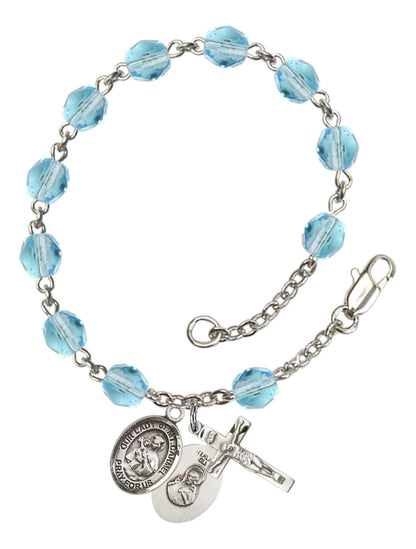 Our Lady of Mount Carmel Rosary Bracelet With 6MM Fire Polished Beads (RB6000AMS9243)