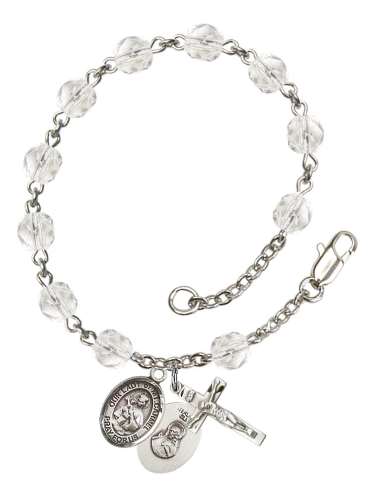 Our Lady of Mount Carmel Rosary Bracelet With 6MM Fire Polished Beads (RB6000AMS9243)