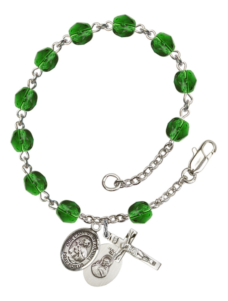 Our Lady of Mount Carmel Rosary Bracelet With 6MM Fire Polished Beads (RB6000AMS9243)