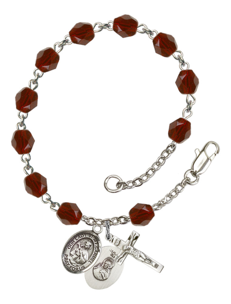 Our Lady of Mount Carmel Rosary Bracelet With 6MM Fire Polished Beads (RB6000AMS9243)