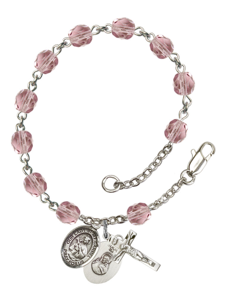 Our Lady of Mount Carmel Rosary Bracelet With 6MM Fire Polished Beads (RB6000AMS9243)
