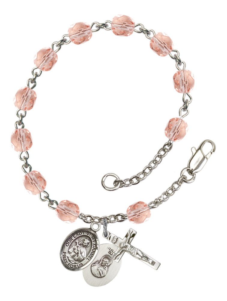 Our Lady of Mount Carmel Rosary Bracelet With 6MM Fire Polished Beads (RB6000AMS9243)