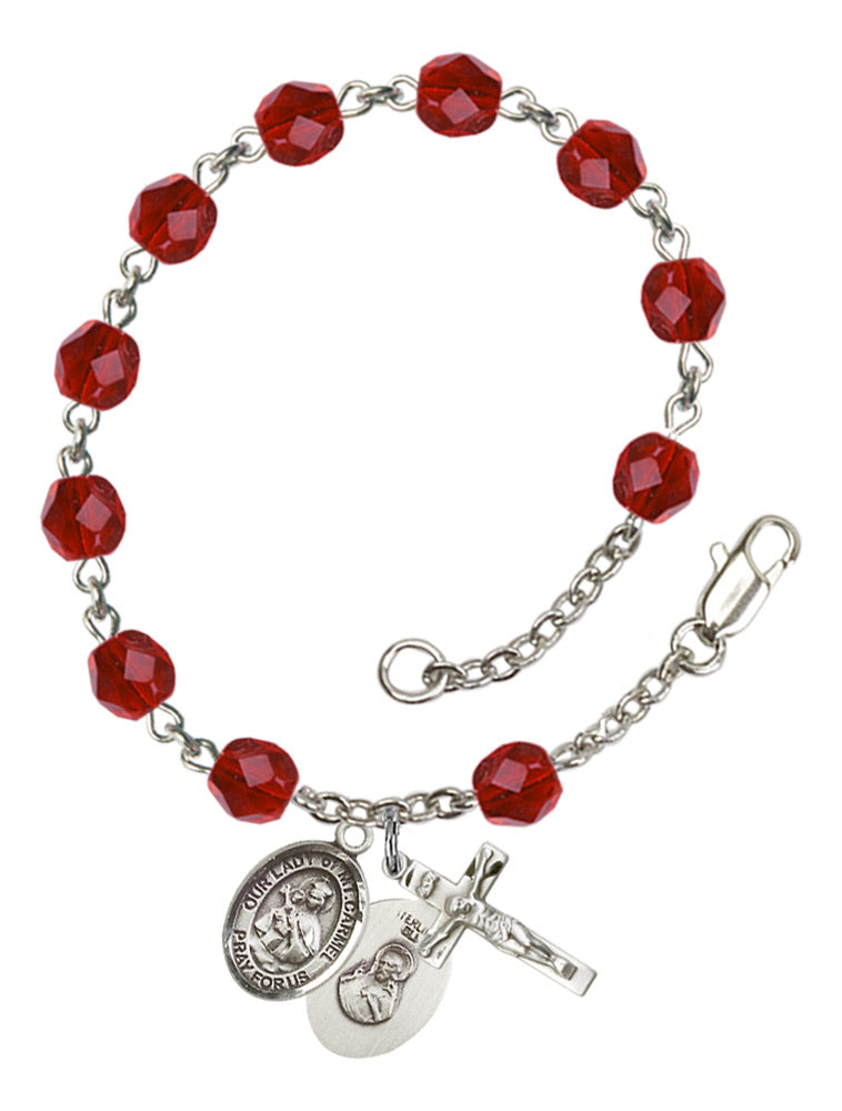 Our Lady of Mount Carmel Rosary Bracelet With 6MM Fire Polished Beads (RB6000AMS9243)