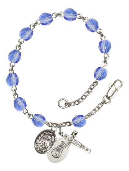 Our Lady of Mount Carmel Rosary Bracelet With 6MM Fire Polished Beads (RB6000AMS9243)