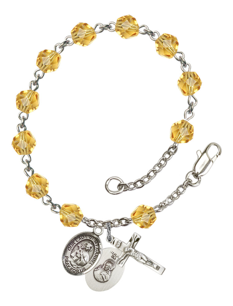 Our Lady of Mount Carmel Rosary Bracelet With 6MM Fire Polished Beads (RB6000AMS9243)