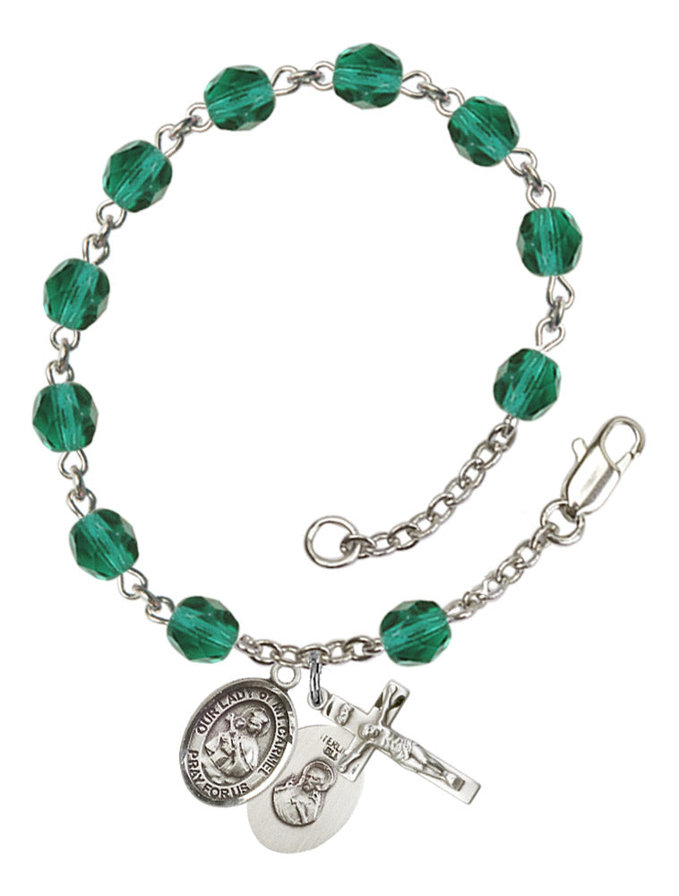 Our Lady of Mount Carmel Rosary Bracelet With 6MM Fire Polished Beads (RB6000AMS9243)