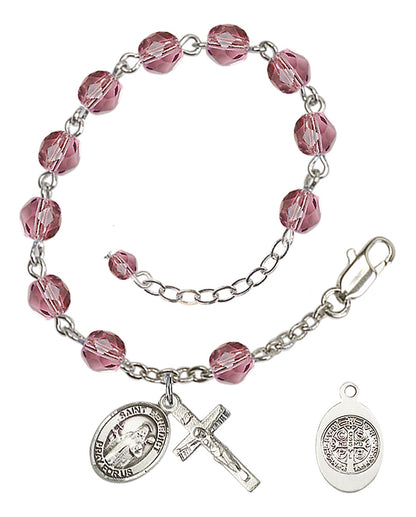 St. Benedict Rosary Bracelet With 6MM Fire Polished Beads (RB6000AMS9008)