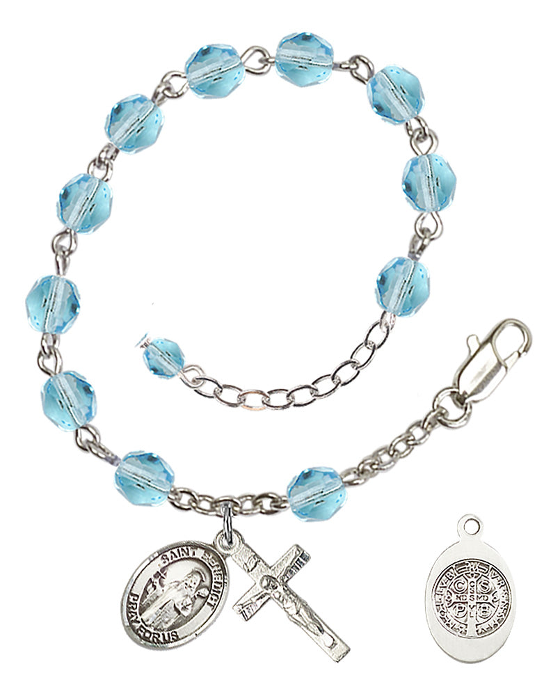 St. Benedict Rosary Bracelet With 6MM Fire Polished Beads (RB6000AMS9008)