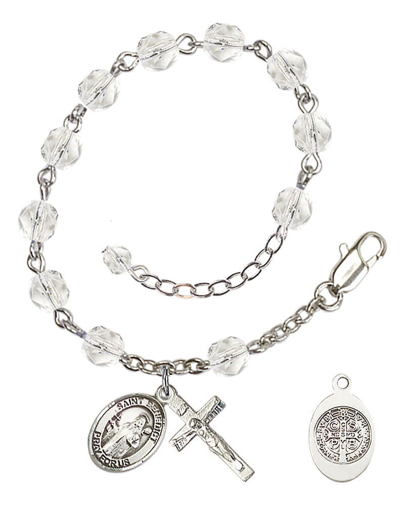 St. Benedict Rosary Bracelet With 6MM Fire Polished Beads (RB6000AMS9008)