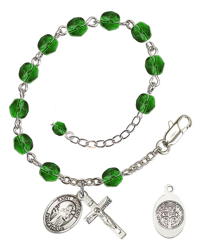 St. Benedict Rosary Bracelet With 6MM Fire Polished Beads (RB6000AMS9008)