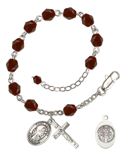 St. Benedict Rosary Bracelet With 6MM Fire Polished Beads (RB6000AMS9008)