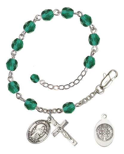 St. Benedict Rosary Bracelet With 6MM Fire Polished Beads (RB6000AMS9008)