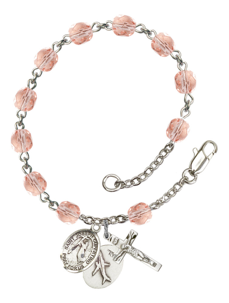 St. Joseph of Cupertino Rosary Bracelet With 6MM Fire Polished Beads (RB6000AMS9057)