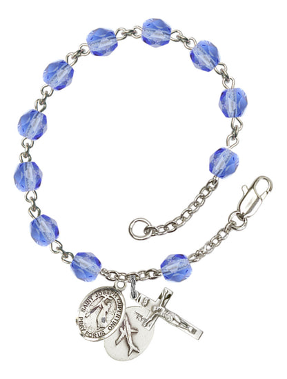 St. Joseph of Cupertino Rosary Bracelet With 6MM Fire Polished Beads (RB6000AMS9057)
