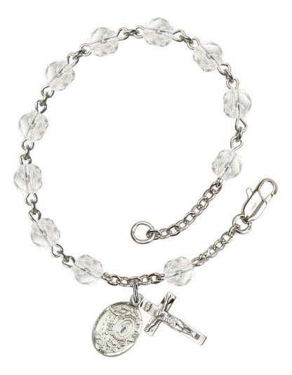 Miraculous Medal & Crucifix Rosary Bracelet With 6MM Fire Polished Beads (RB6000AMS9682)