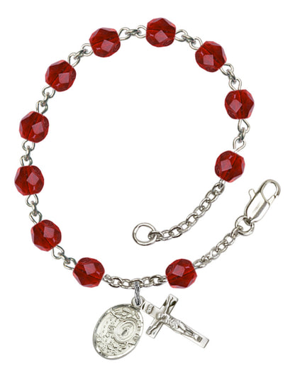 Miraculous Medal & Crucifix Rosary Bracelet With 6MM Fire Polished Beads (RB6000AMS9682)