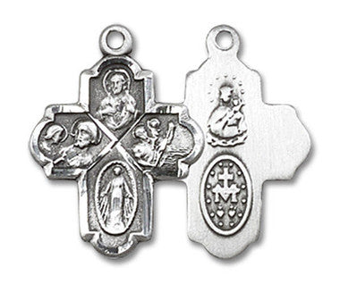 4-Way Medal - Sterling Silver 3/4" x 1/2" Oval Pendant (0047SS)
