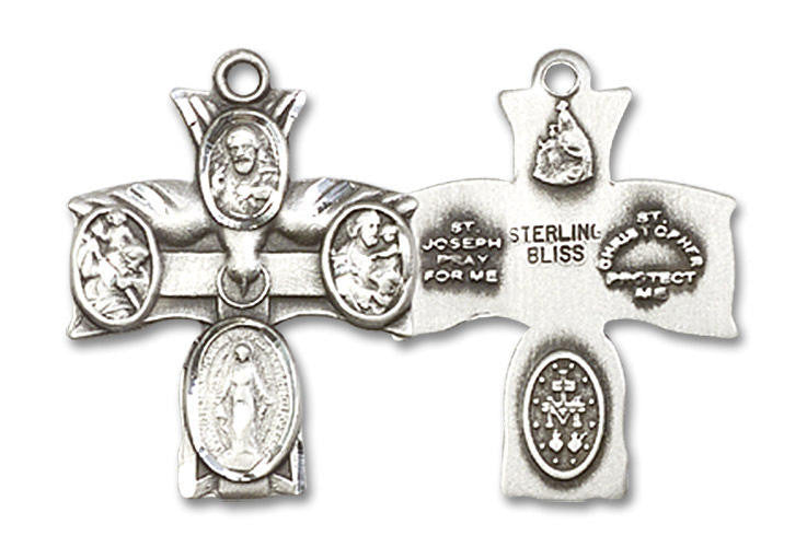 4-Way Medal - Sterling Silver 3/4 x 5/8 Pendant 0049SS