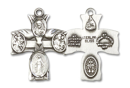 4-Way Medal - Sterling Silver 3/4 x 5/8 Pendant 0049SS
