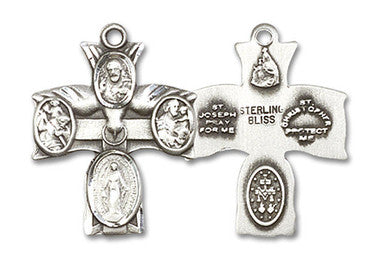 4-Way Medal - Sterling Silver 3/4" x 5/8" Pendant (0049SS)