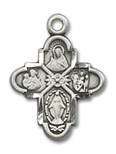 4-Way Medal - Sterling Silver 5/8 x 3/8 Pendant 3143SS