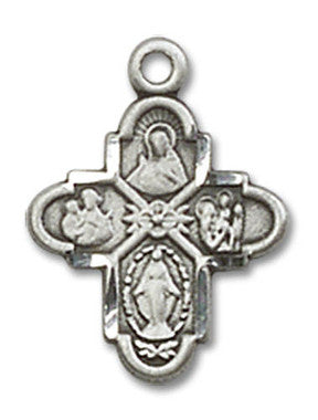 4-Way Medal - Sterling Silver 5/8" x 3/8" Pendant (3143SS)