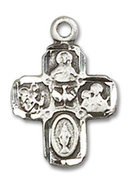 4-Way Medal - Sterling Silver 5/8" x 3/8" Pendant (5688SS)