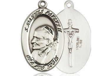 St. John Paul II Ora Pro Nobis Medal - Sterling Silver 7/8" x 1/2" Oval Pendant (4123PJPSS)