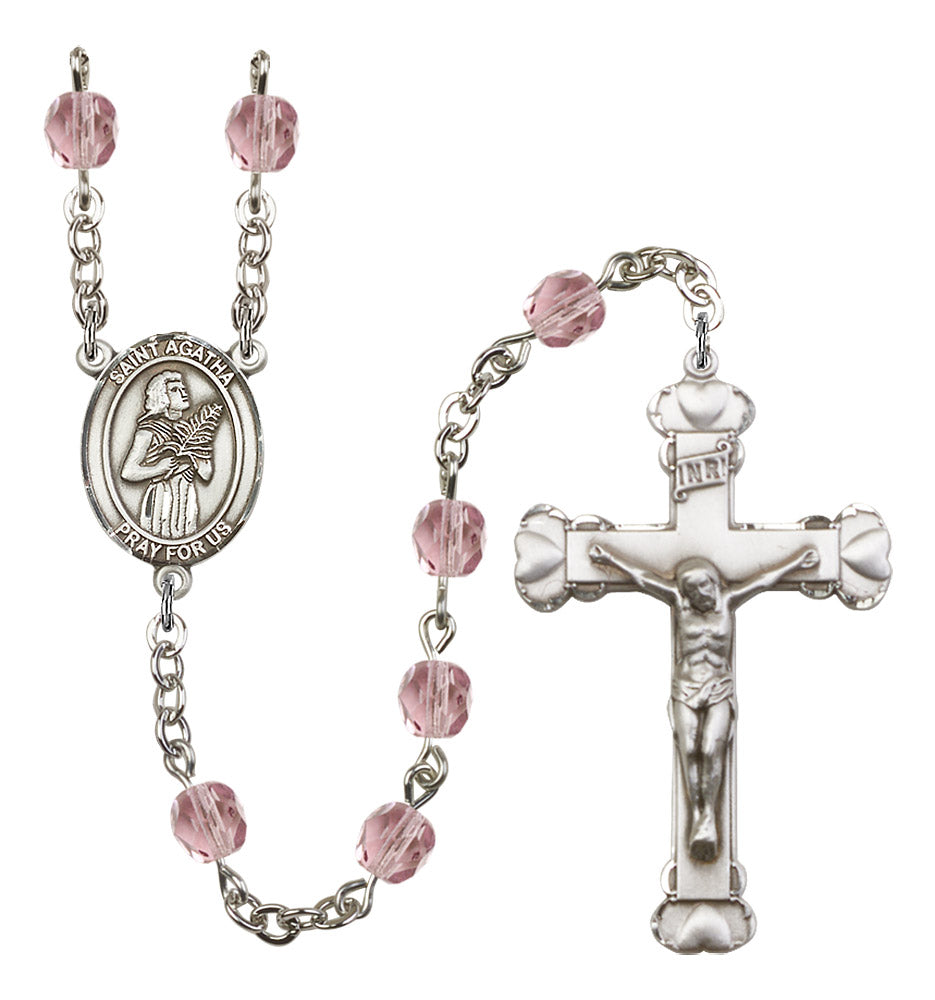 St. Agatha Rosary - 6MM Fire Polished Beads (8003SS)