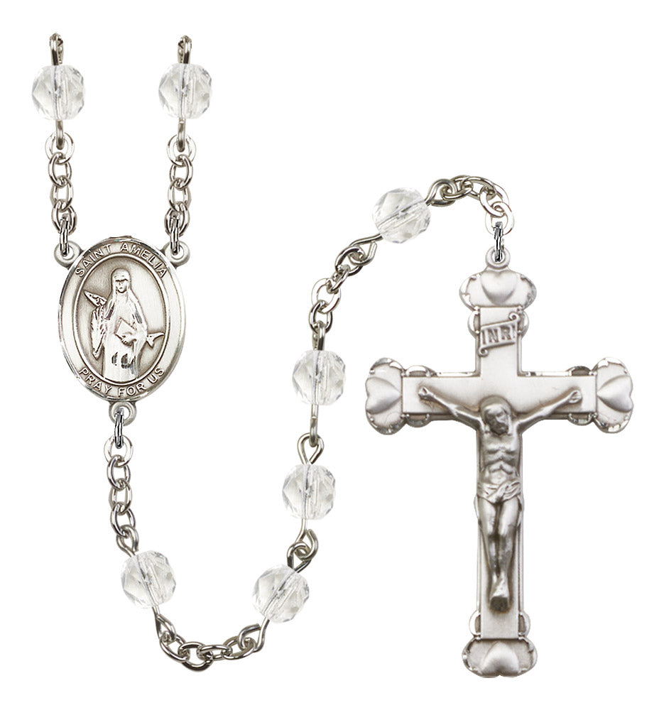 St. Amelia Rosary - 6MM Fire Polished Beads (8313SS)