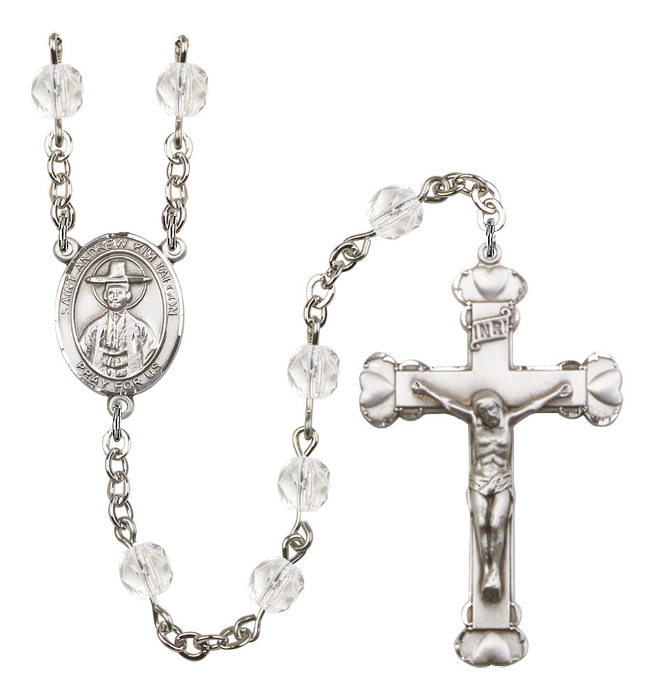 St. Andrew Kim Taegon Rosary - 6MM Fire Polished Beads (8373SS)