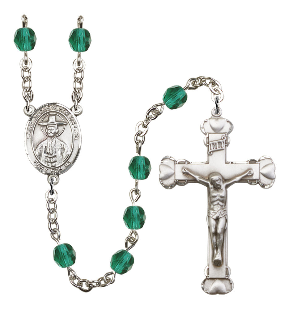 St. Andrew Kim Taegon Rosary - 6MM Fire Polished Beads (8373SS)