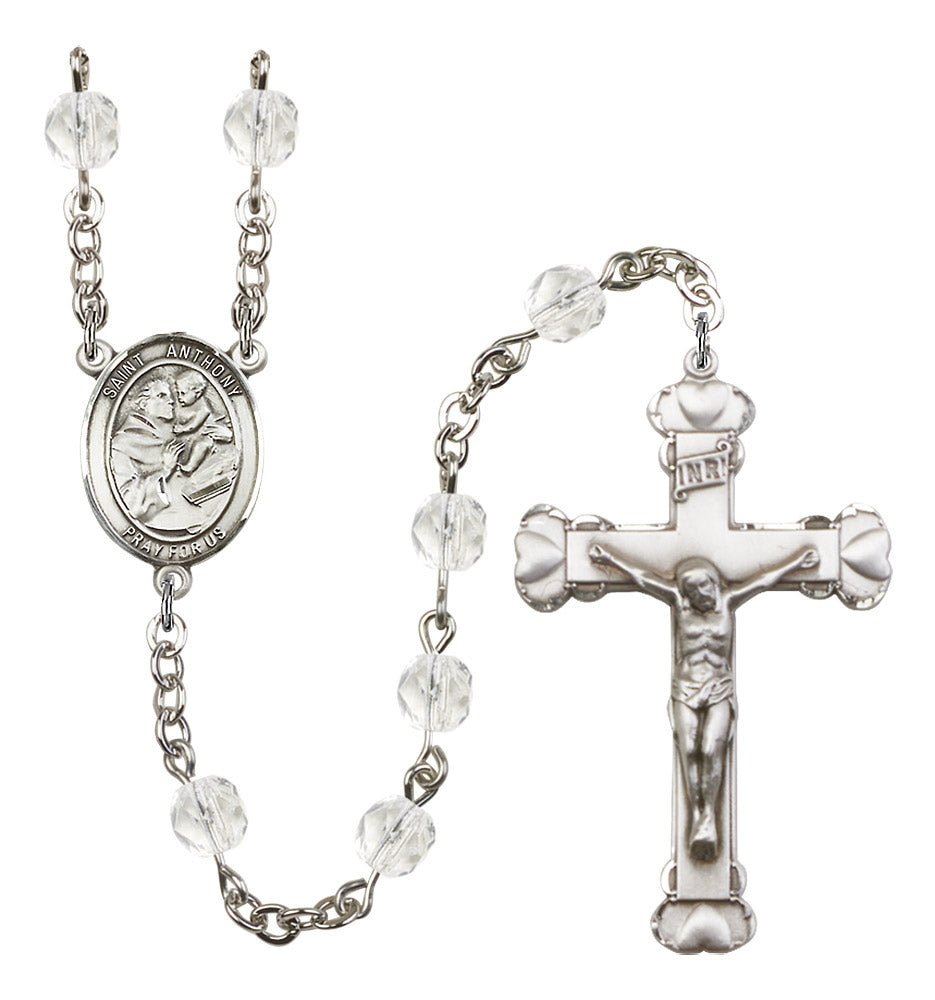 St. Anthony of Padua Rosary - 6MM Fire Polished Beads (8004SS)