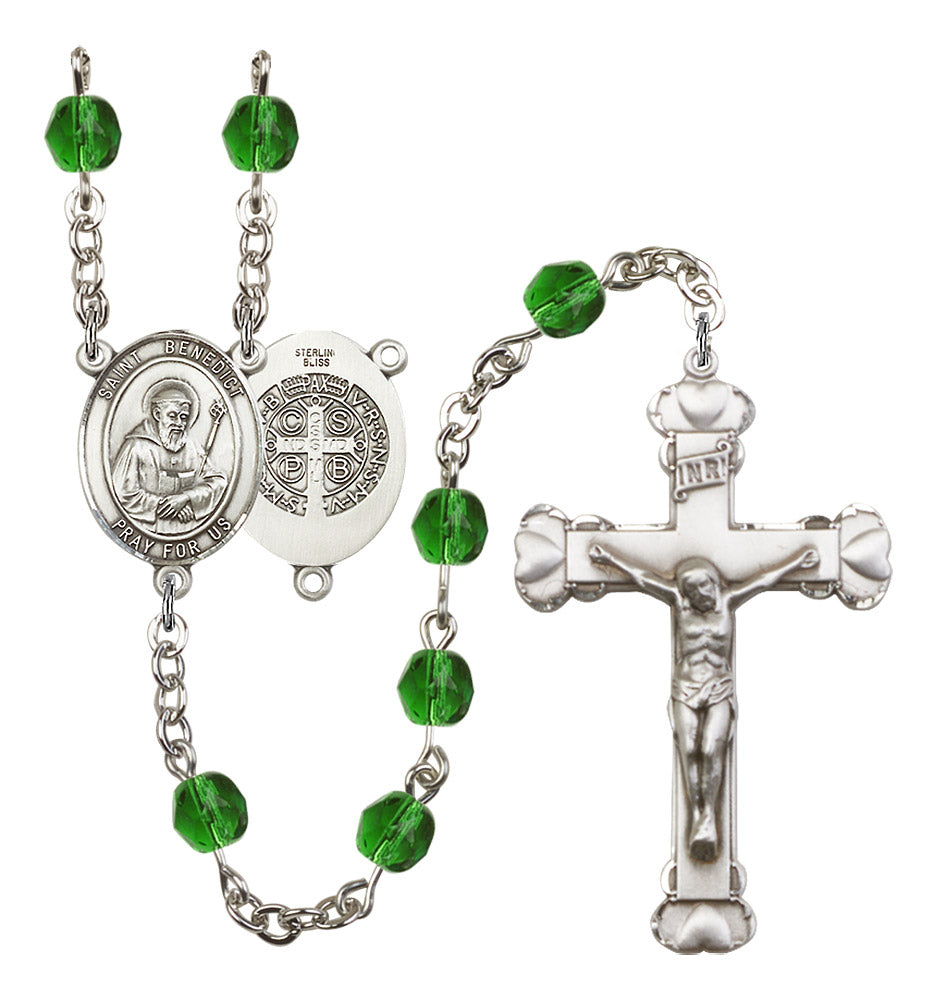 St. Benedict Rosary - 6MM Fire Polished Beads (8008SS)