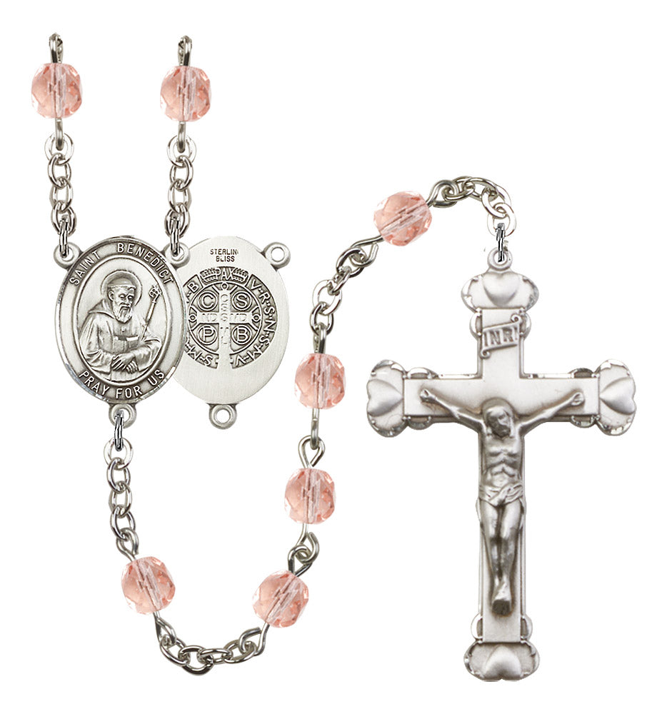 St. Benedict Rosary - 6MM Fire Polished Beads (8008SS)