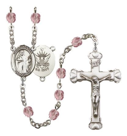 St. Brendan The Navigator/Navy Rosary - 6MM Fire Polished Beads (8018S6)