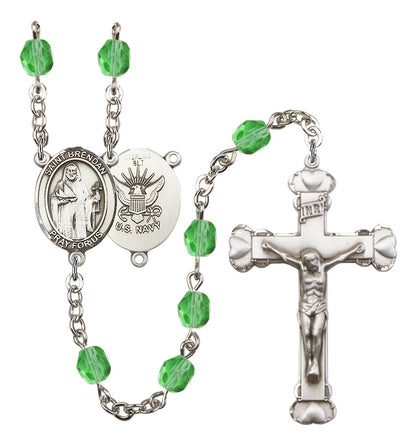 St. Brendan The Navigator/Navy Rosary - 6MM Fire Polished Beads (8018S6)