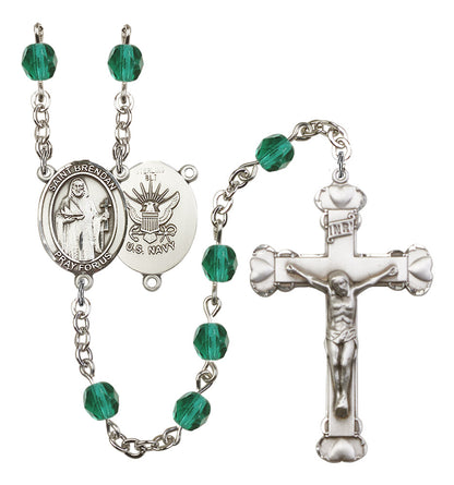 St. Brendan The Navigator/Navy Rosary - 6MM Fire Polished Beads (8018S6)