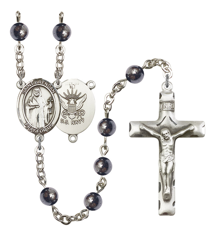 St. Brendan The Navigator/Navy Rosary - 6 Bead Options (8018SS6)