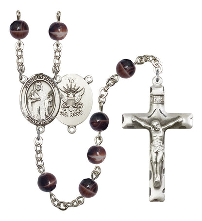 St. Brendan The Navigator/Navy Rosary - 6 Bead Options (8018SS6)