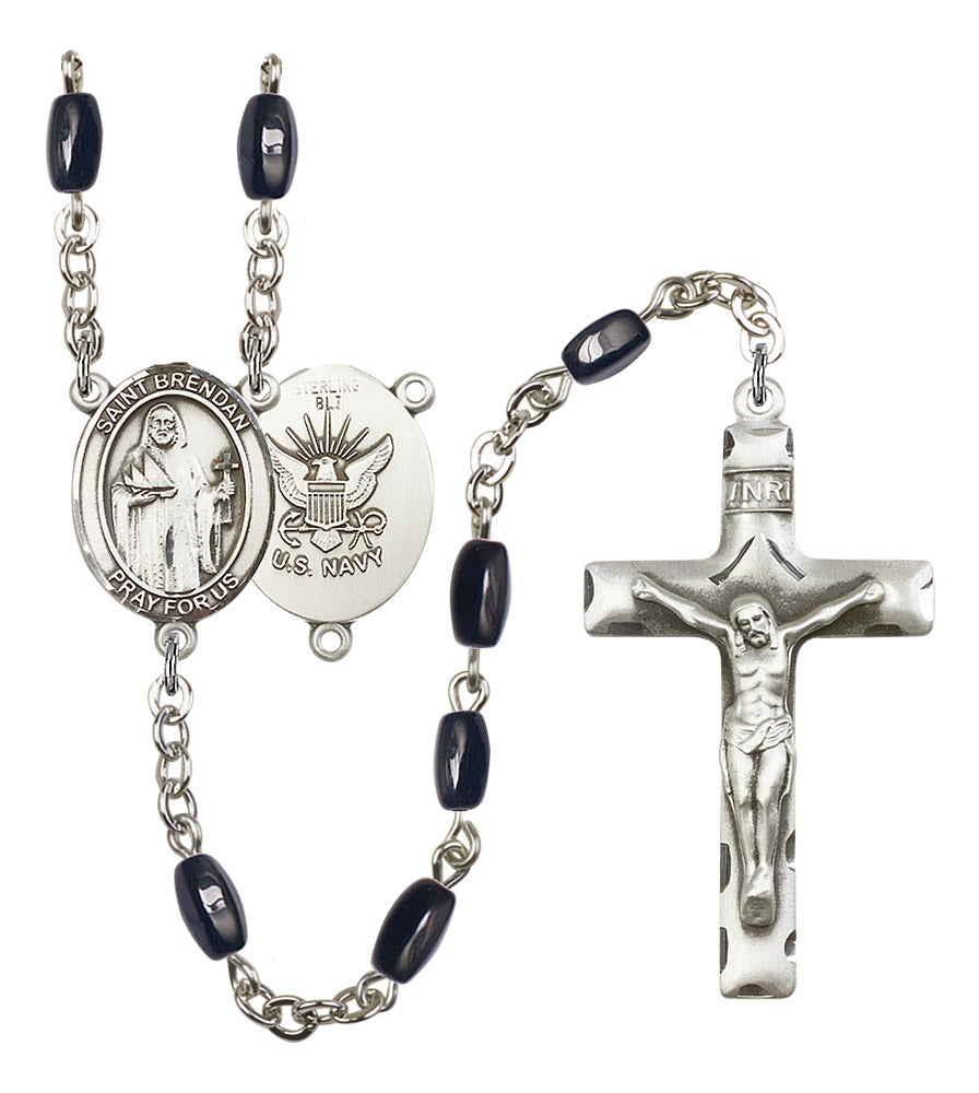 St. Brendan The Navigator/Navy Rosary - 6 Bead Options (8018SS6)