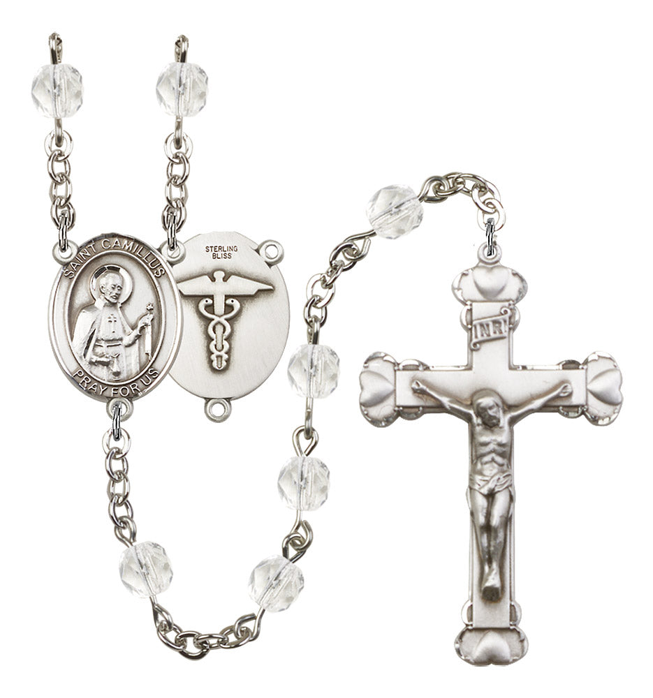 St. Camillus Nurse Rosary - 6MM Fire Polished Beads (8019S9)