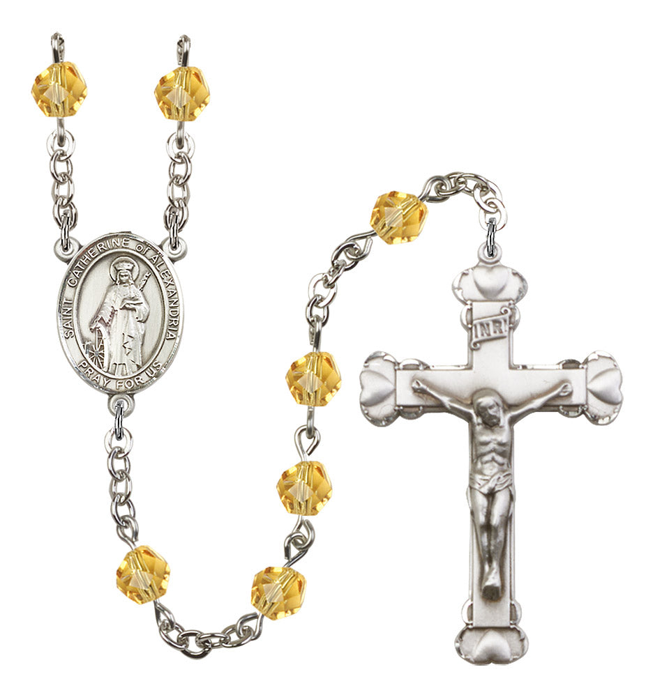St. Catherine of Alexandria Rosary - 6MM Fire Polished Beads (8343SS)