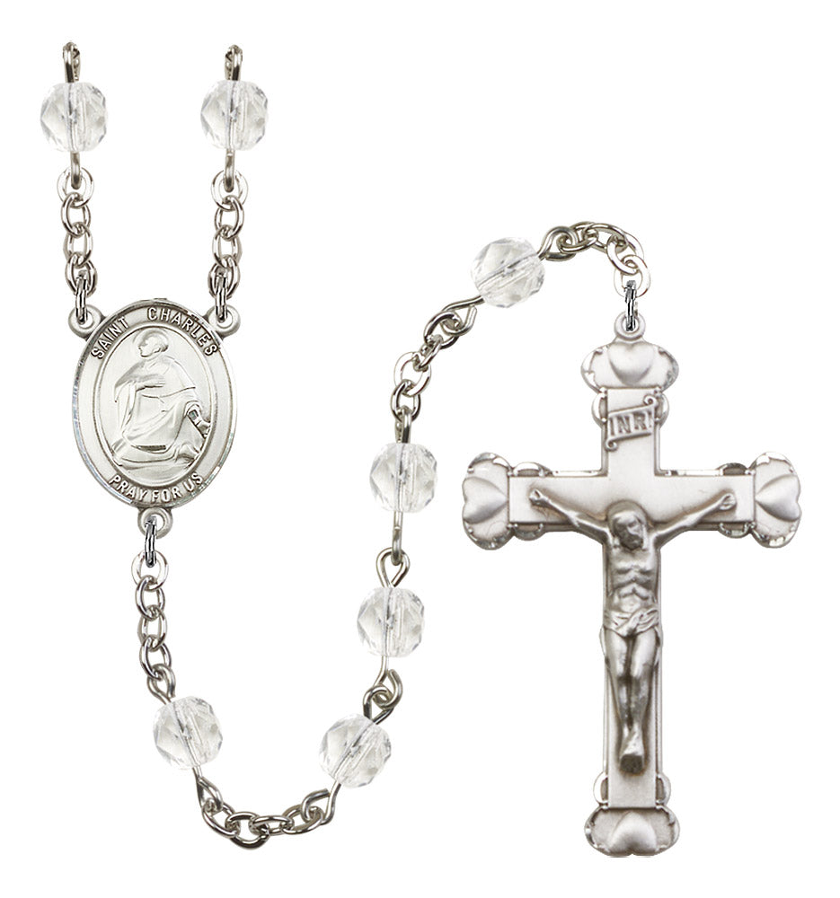 St. Charles Borromeo Rosary - 6MM Fire Polished Beads (8020SS)