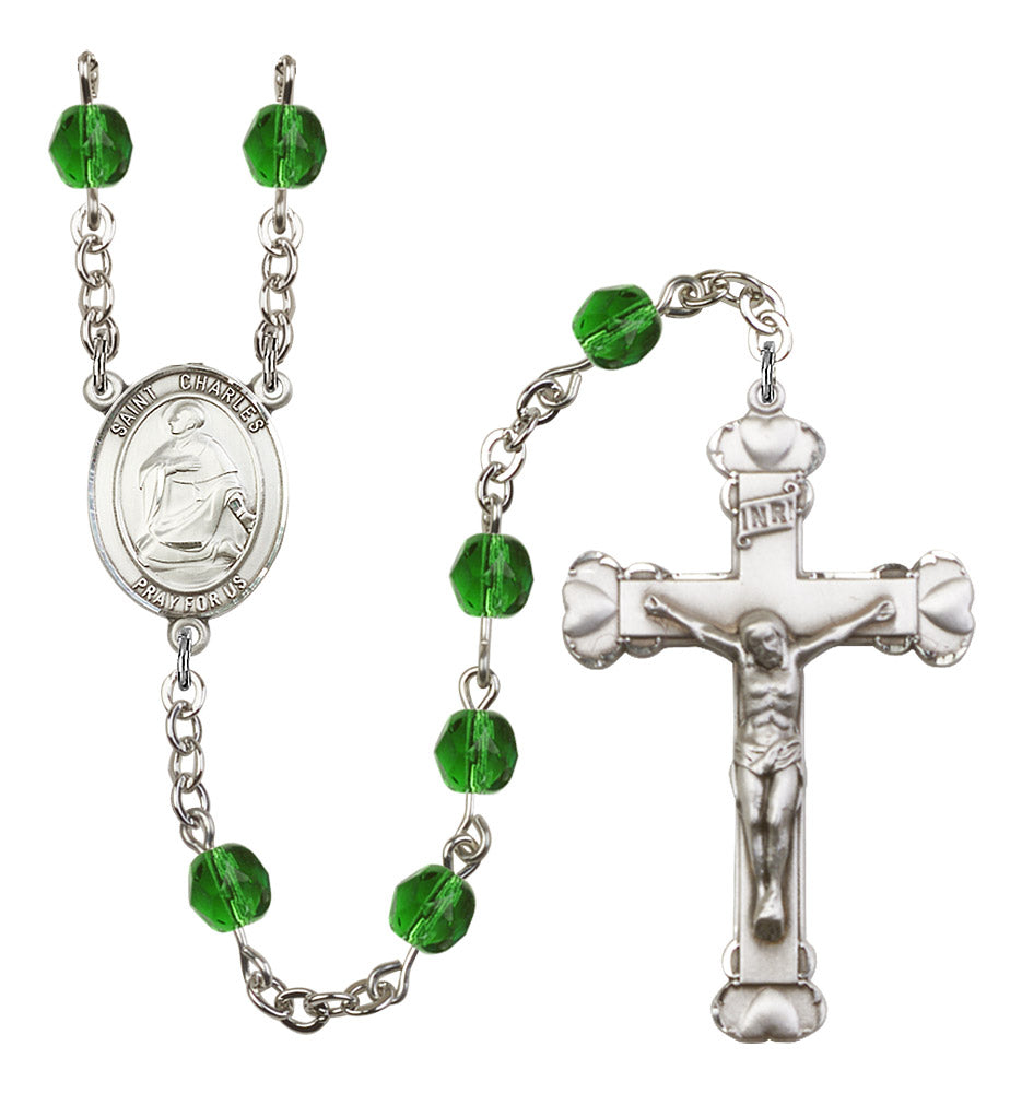 St. Charles Borromeo Rosary - 6MM Fire Polished Beads (8020SS)
